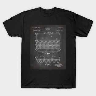 Egg Carton Patent - Kitchen Chef Farming Farmhouse Art - Black Chalkboard T-Shirt